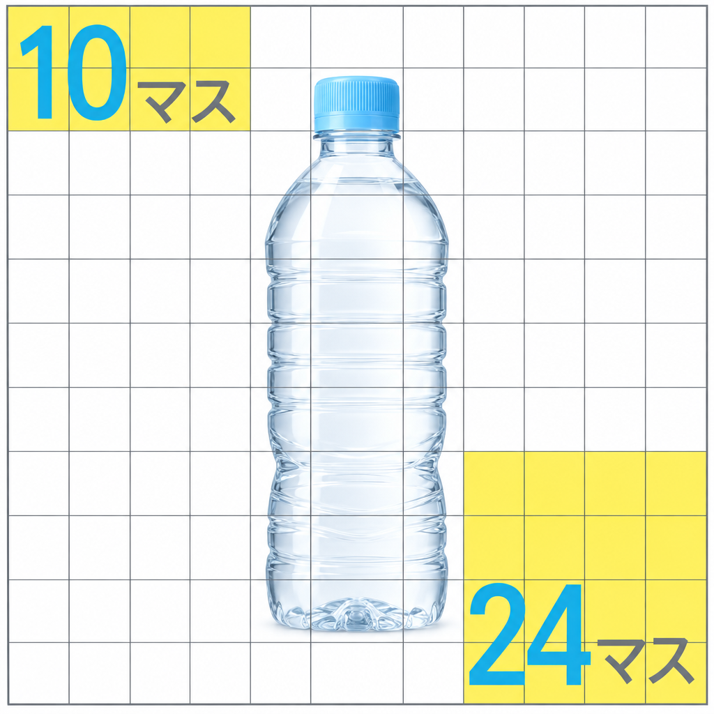 文字を離して配置し占有マスが24マスに増えたグリッド図